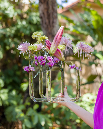 Vaso Cinco Pontas M em Vidro - 22 x 18 cm